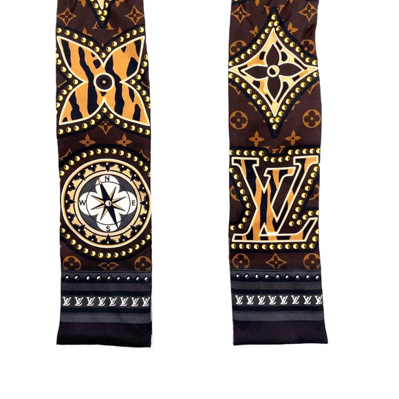 LOUIS VUITTON - Bandeau Brown Silk Scarf R1.080 - Picture 3 of 4